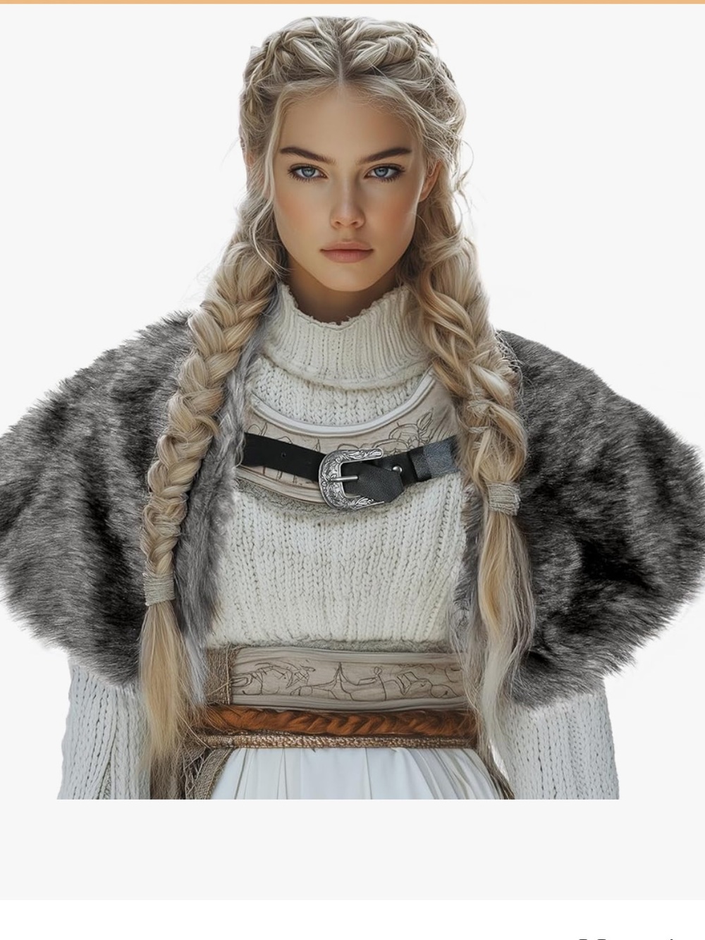 NEW Medieval Faux Fur Shawl-Grey Faux Fur Shoulder Capelet Viking Costume